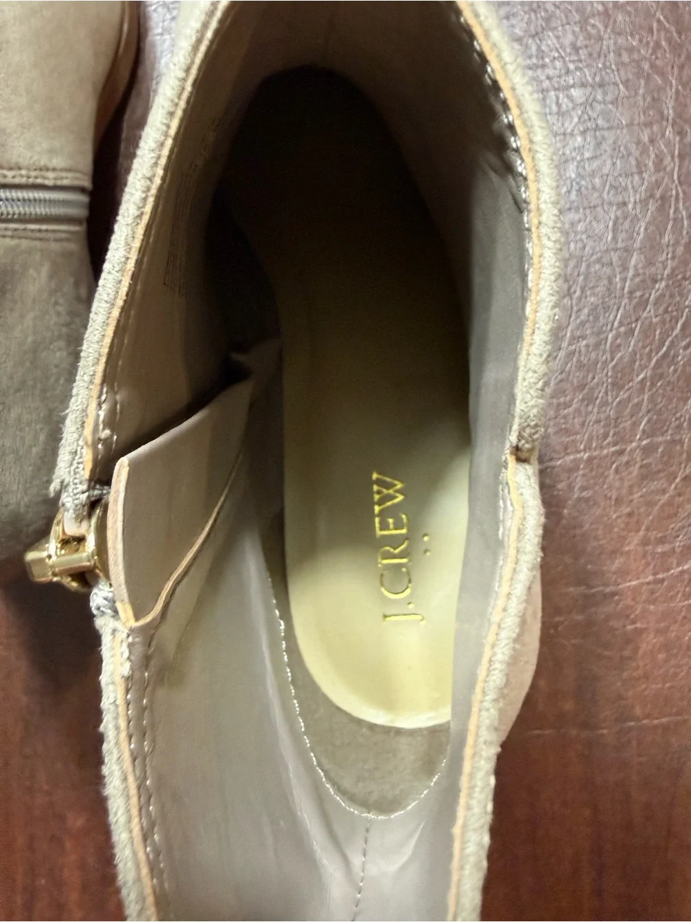 J. Crew Taupe Suede Ankle Booties with Side Zip